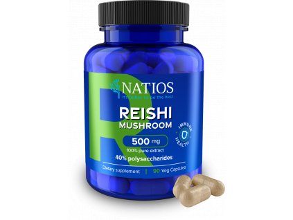 NATIOS Reishi Extract, 500 mg, 40 polysaccharides, 90 veganských kapslí + kapsle