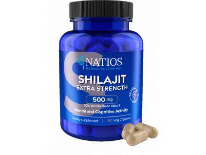 NATIOS Shilajit Extract, 500 mg, Extra Strength, 90 veganských kapslí + kapsle