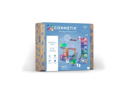 Connetix плочки - Магнитен конструктор пастелна топчеста писта 80 части