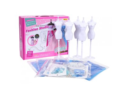 zestaw malej projektantki niebieskie materialy akcesoria