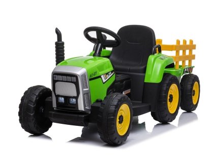 Elektrický traktor s vlečkou zelený1
