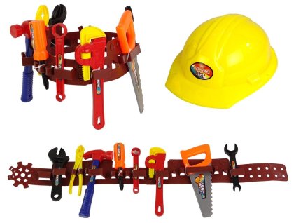 Комплект за малък майстор с колан за инструменти и каска