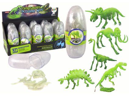 198435 3d kostra dinosaura ve vejci svitici v temnote