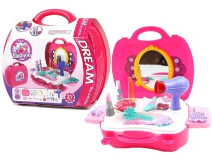 Козметичен куфар с фен розов