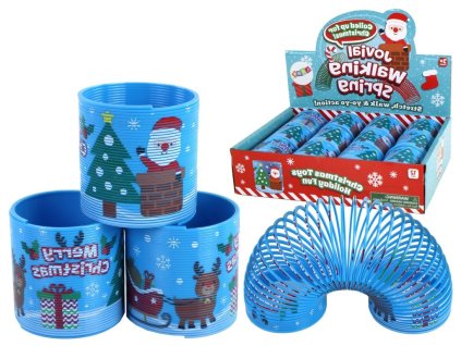 Релаксираща пружина 6 см със зимни мотиви синя