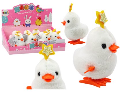 Бяла скачаща кокошка с ключе и звезда