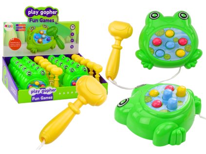 211732 mini hra whack a mole zabka s kladivkem na provazku zelena