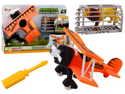 212182 oranzove letadlo na prepravu zvirat s rozkladaci kleci a lvem