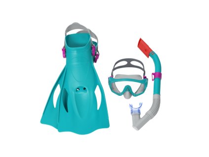 Комплект за гмуркане маска, шнорхел, плавници синьо Bestway 25020
