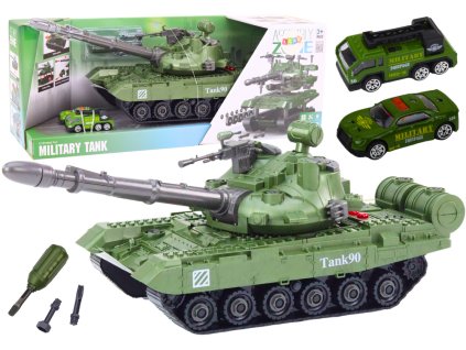 Комплект за разглобяване на военна машина DIY зелен танк със звуци и колички