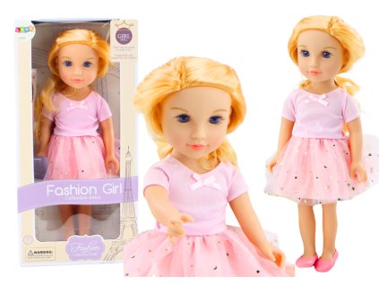 Кукла в розова рокля с тюл и блондини коса