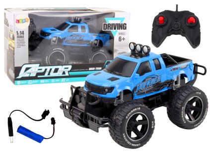 Теренна RC кола 1:14 27MHz с дистанционно управление с гумени гуми синя