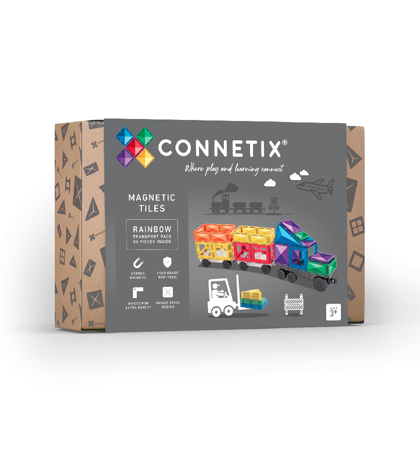 Connetix плочки - магнитен конструктор Дъгови превозни средства 50 бр