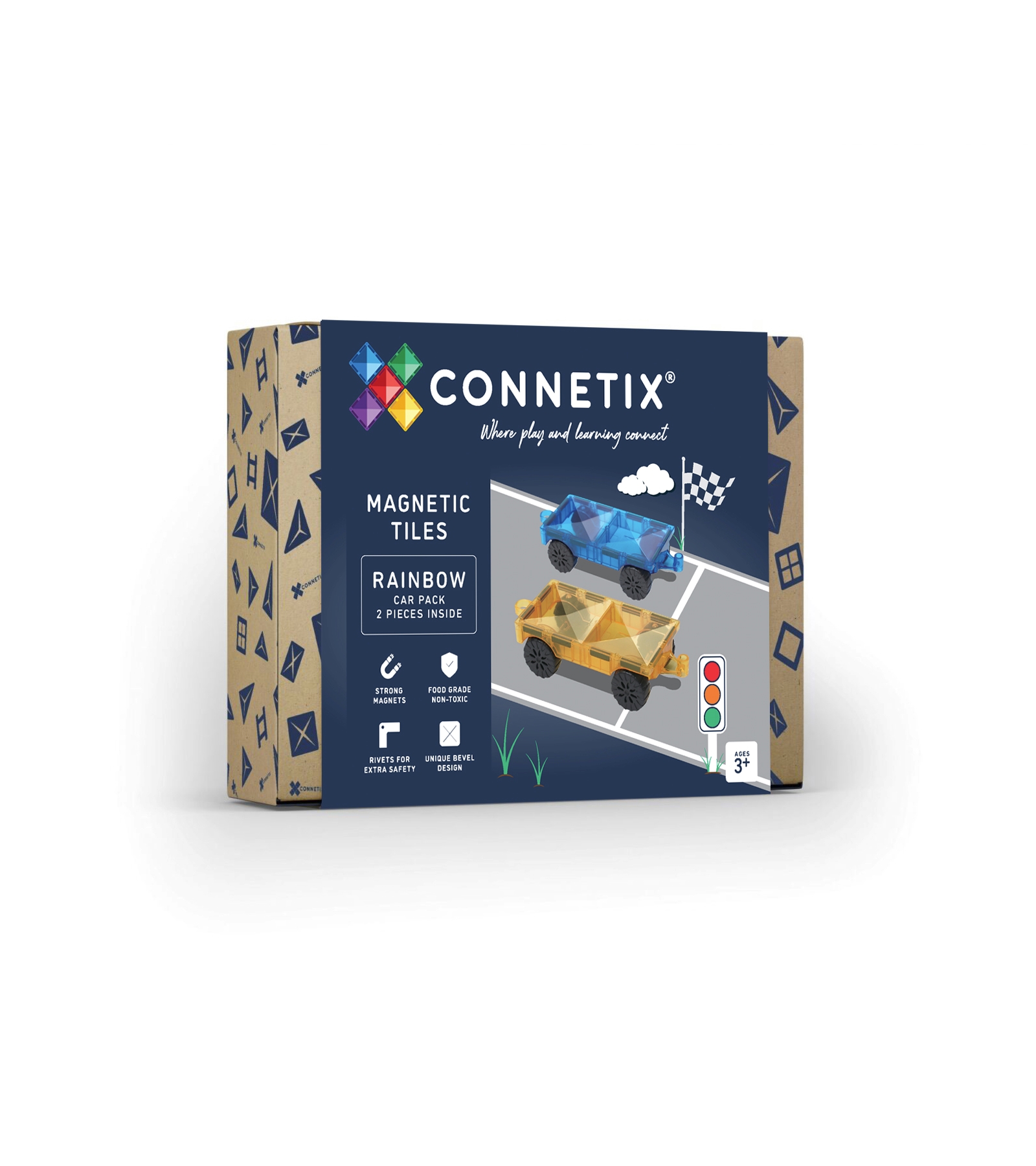Connetix Плочки - Магнитен Конструктор Дъгов комплект от 2 коли