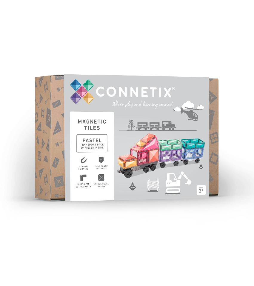 Connetix плочки - Магнитен конструктор пастелни превозни средства 50 бр