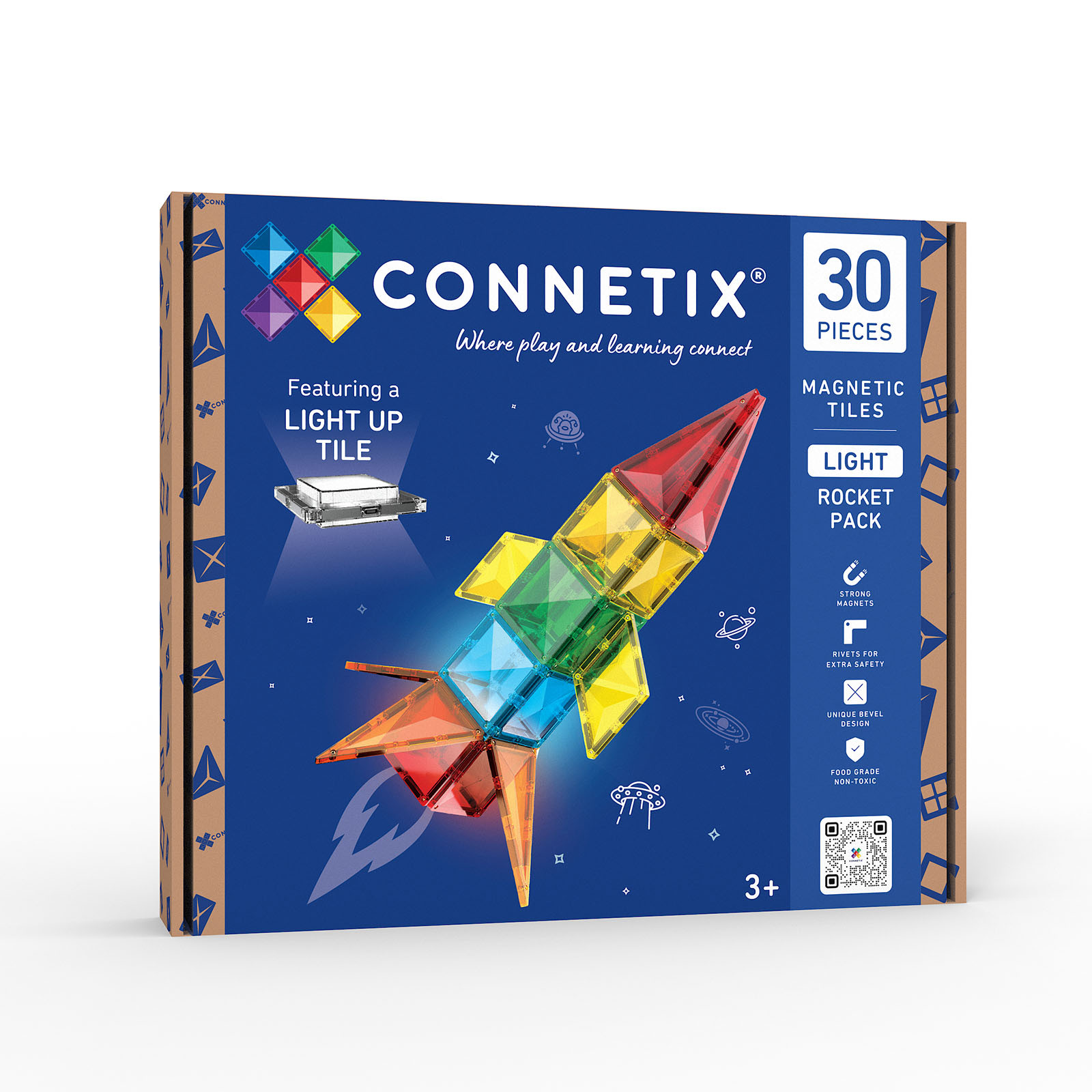 Connetix Tiles - Магнитен конструктор Светеща ракета 30 части