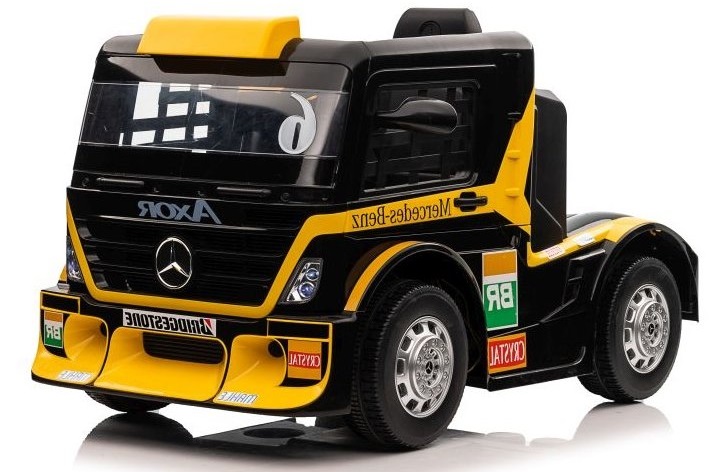 Детски акумулаторен камион Mercedes Axor LCD жълт
