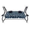 hustawka ogrodowa siedzisko textylina 2x1 wzor liscie granatowa (5)