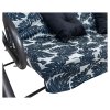 hustawka ogrodowa siedzisko textylina 2x1 wzor liscie granatowa (9)