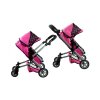 Kočárek pro panenky Alice 2v1 růžovo černý5