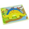 Dřevěné puzzle pro nejmenší dinosaurus žluté2