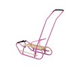 Kovové sáňky s tlačnou tyčí růžové4