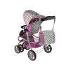 Kočárek pro panenky 2v1 růžový s hvězdičkami08 (1)