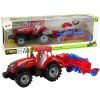 198882 traktor s trecim pohonem a pluhem cerveny