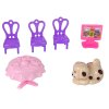 Къща за кукли с мебели и фигурки розова