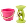 Комплект играчки за пясък кофа, мелничка, сито, формички в пастелни цветове