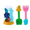 Комплект играчки за пясък мелничка, лопатка, гребло, формички динозаври