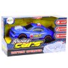 Синьо състезателно автомобилче с отварящ се двигател, светлини и звуци