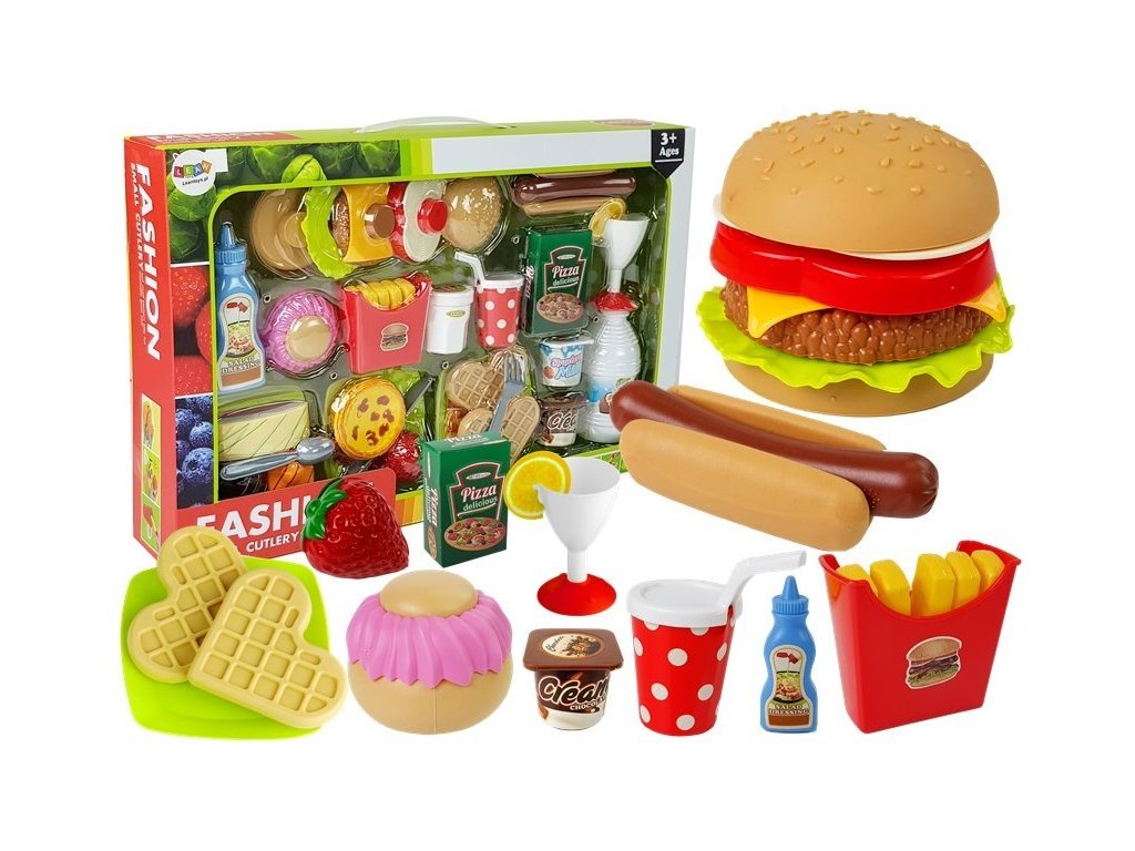 Potraviny do dětské kuchyňky - Fast Food | Mamido Toys