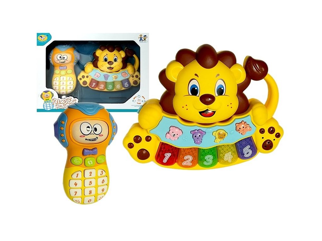 Dětské interaktivní pianko s telefonem lvíček | Mamido Toys