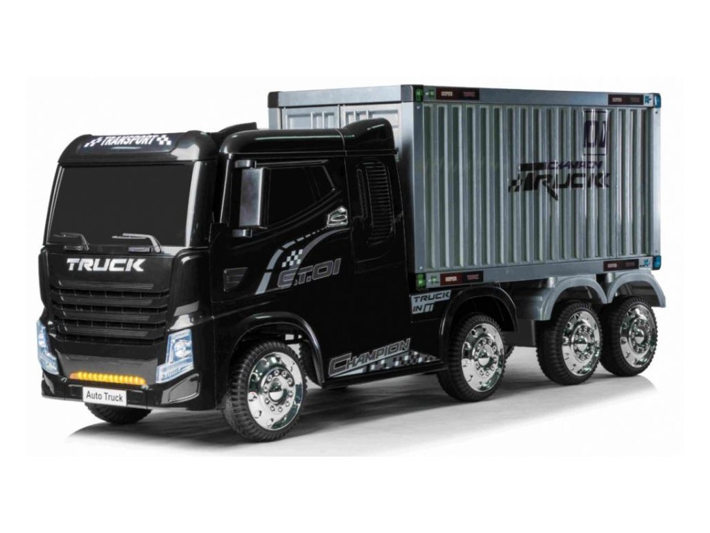 Dětské elektrické autíčko kamion s návěsem černé + řidičský průkaz zdarma |  Mamido Toys