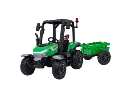 Dětský elektrický traktor BLAST s přívěsem zelený01