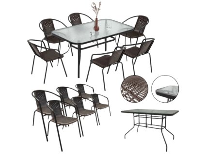 pol pl Zestaw Mebli Ogrodowych Tarasowych Szklany Stol 150x90 Krzesla 6szt Braz 26571 1