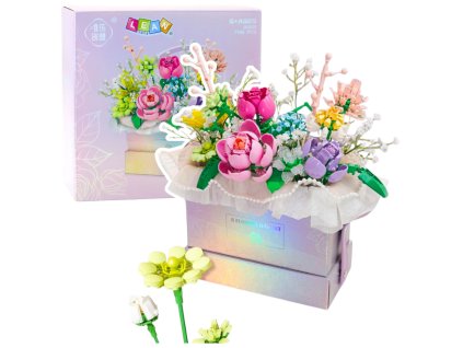 pol pl Klocki Konstrukcyjne Kompozycja W Pudelku Box Kwiatowy Fioletowy LED 706el 26708 1