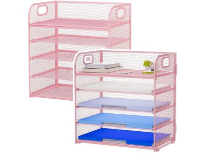 pol pl Organizer Na Dokumenty Teczki 5 Poziomow Metalowy Rozowy 25230 1