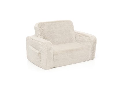 Dětské rozkládací pěnové křeslo LUMI Jemný plyš (Barva Cream)