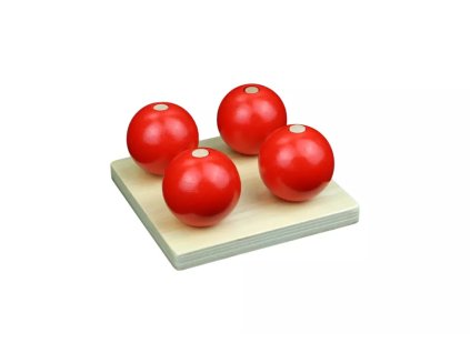 235752 drevene koule na kolicich cervene