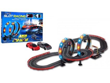 Podsvícená závodní autodráha + 2 autíčka