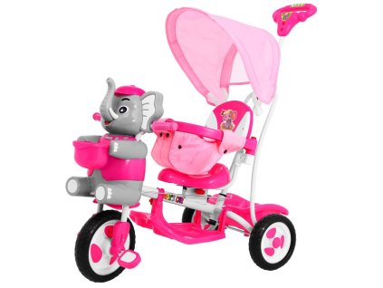 Dětská tříkolka slon se zvukovými efekty růžová