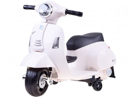Dětská elektrická motorka skútr Vespa bílá03