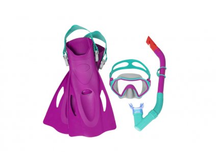 Dětská potápěčská souprava šnorchl, brýle a ploutve Bestway růžová01