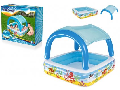 Nafukovací bazén pro děti se stříškou 140x140x114 cm mořský svět01