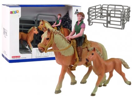 Sada 3 figurek Koně a farma Figurka Kůň Hříbě Jezdec1