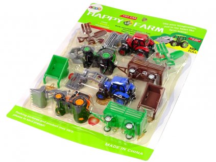 Set Zemědělské stroje Traktory Trakař1