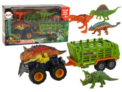 200445 auticko s motivem dinosaura a privesem se 4 kusy dinosauru