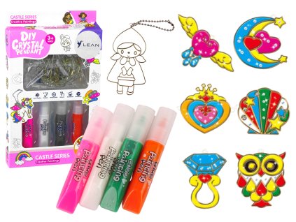 Sada barev na sklo s 6 vitrážovými přívěsky